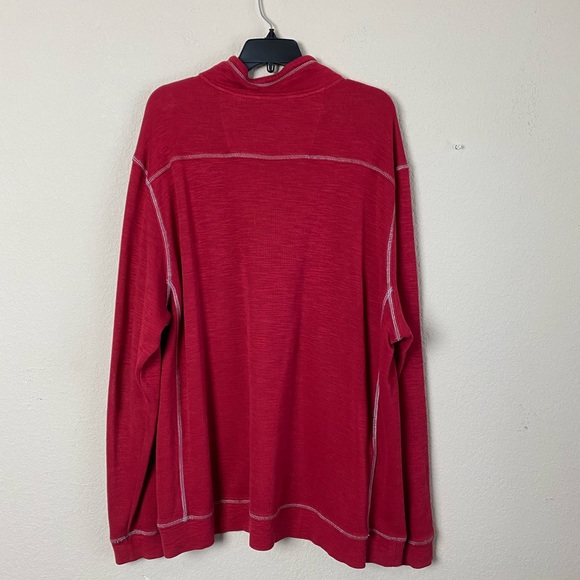 SOLDTommy Bahama Sweater Red 1/4 Zip Mock Neck Pullover Cotton Size XXL - Picture 7 of 11